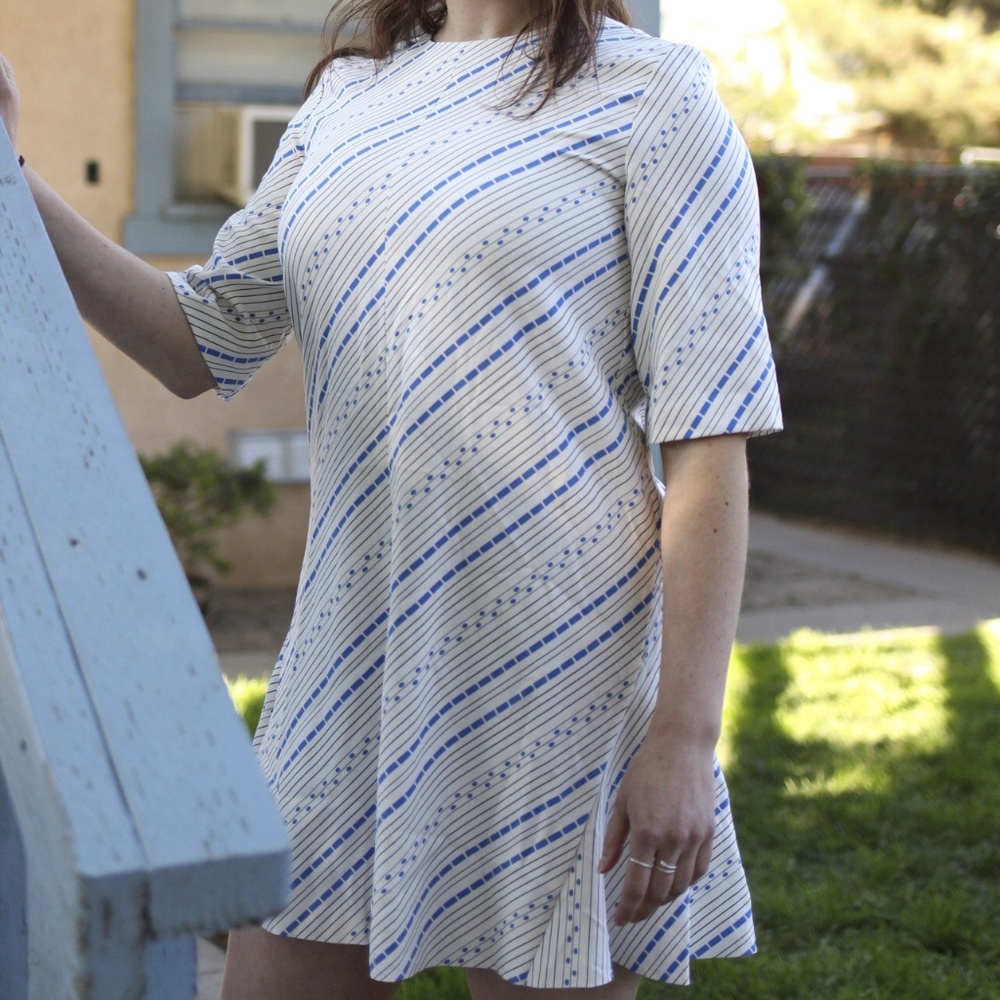 & Other Stories mini dress mod white and blue